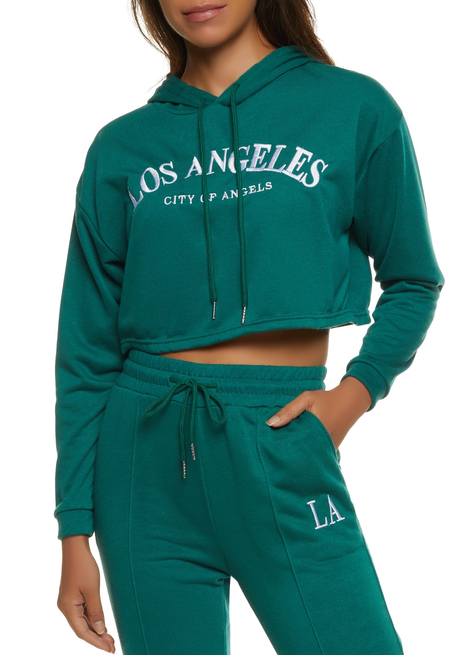 Los Angeles Embroidered Pullover Hoodie sold by Rainbow