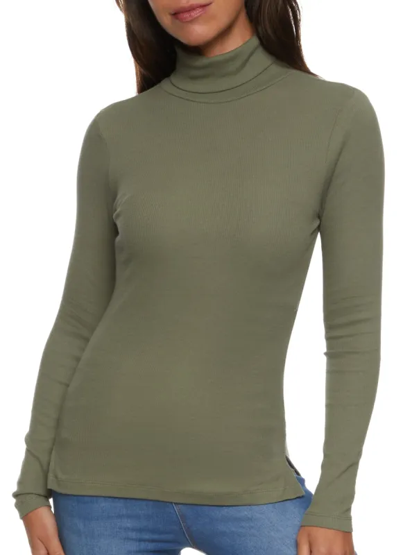 Basic Turtleneck Long Sleeve Top sold by Rainbow