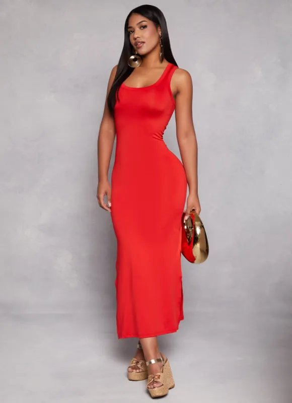 Solid Racerback Maxi Tank Dress sold by Rainbow