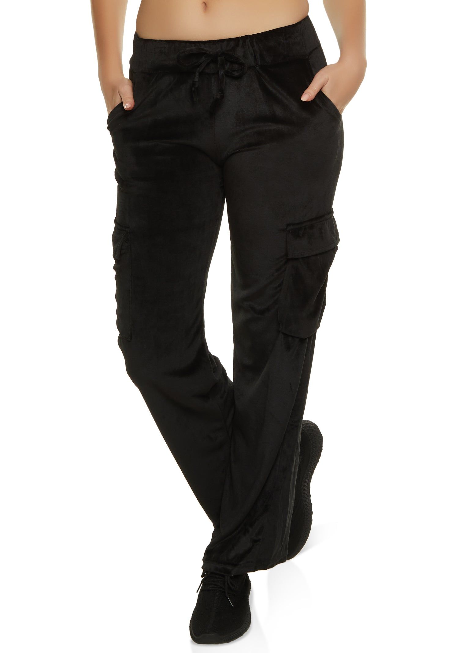 Velour Drawstring Cargo Sweatpants sold by Rainbow