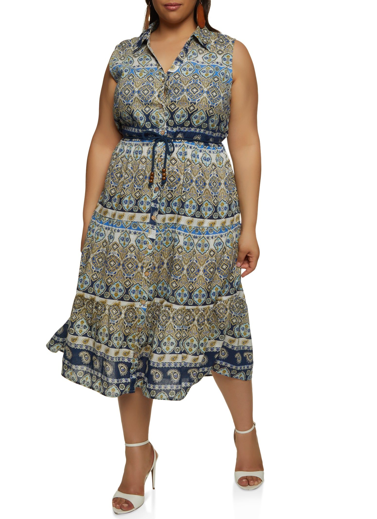 Plus Size Paisley Border Print Sleeveless Dress sold by Rainbow product image thumbnail 2