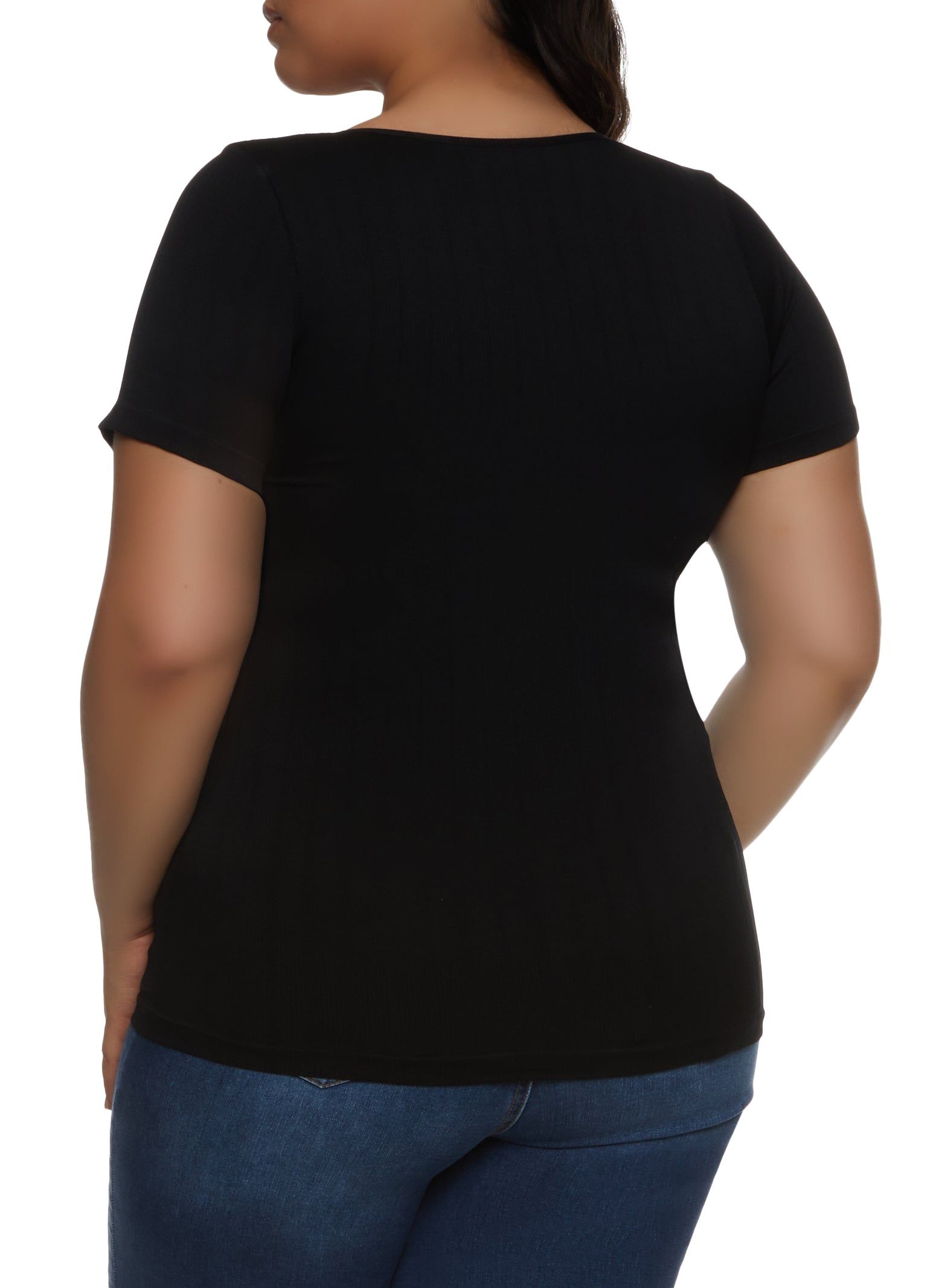 Plus Size Rib Knit Scoop Neck Tee sold by Rainbow product image thumbnail 2