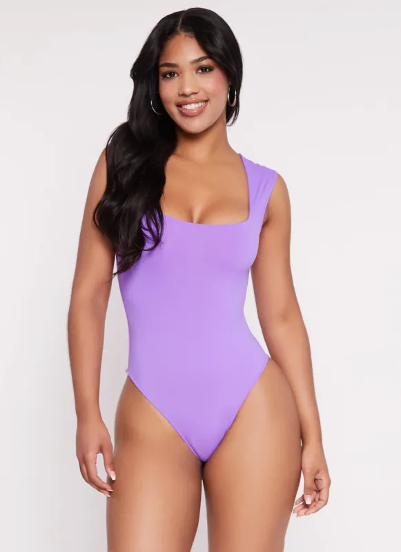 Haute Monde Solid Square Neck Bodysuit sold by Rainbow