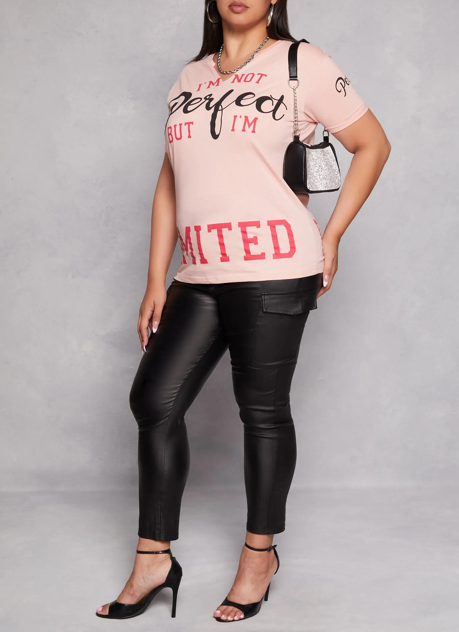 Plus Size Im Not Perfect But Im Limited Notch Neck Graphic Tee sold by Rainbow product image thumbnail 2