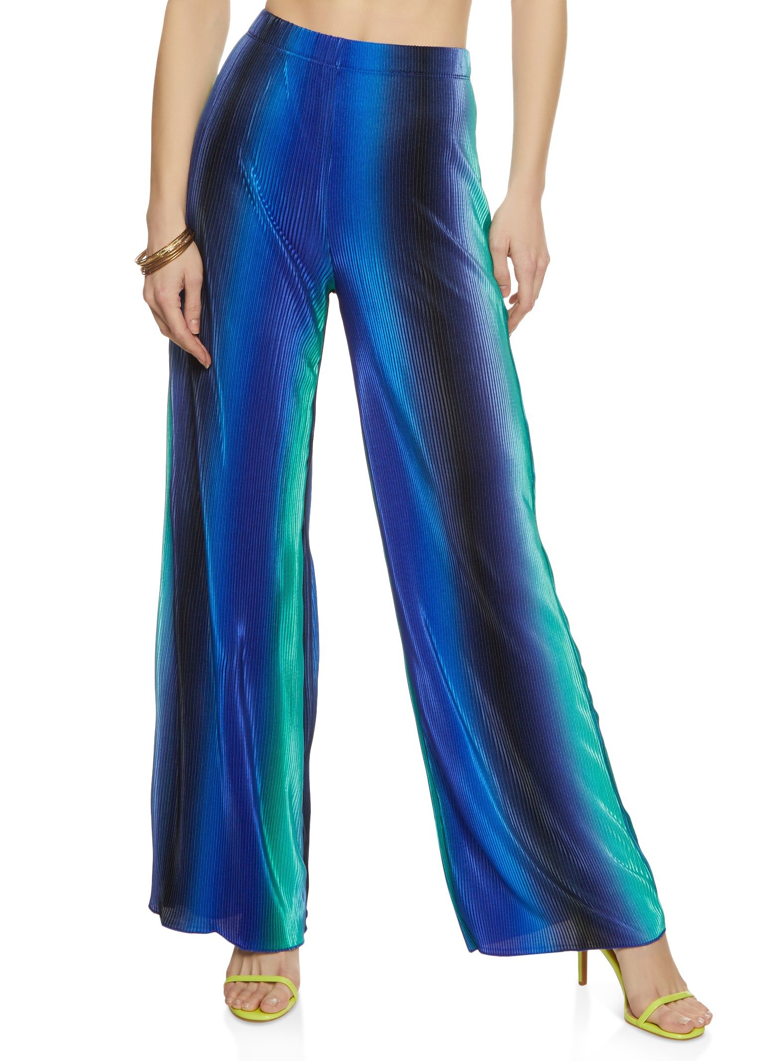 Plisse Ombre High Waist Wide Leg Pants sold by Rainbow