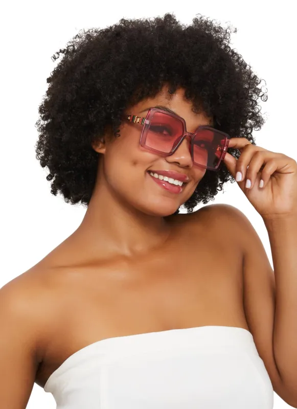 Oversized Square Chain Arm Sunglasses sold by Rainbow