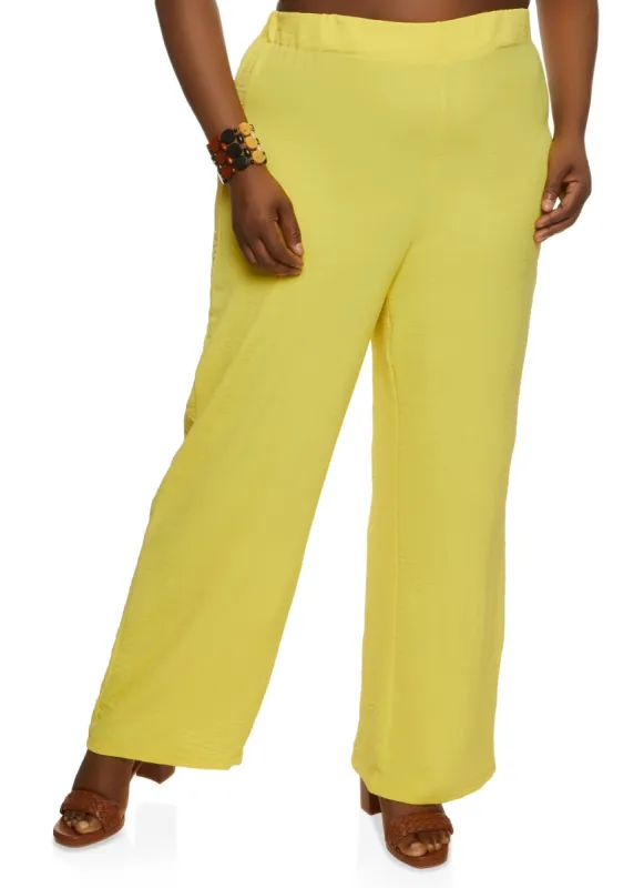 Plus Size High Waisted Wide Leg Pants sold by Rainbow