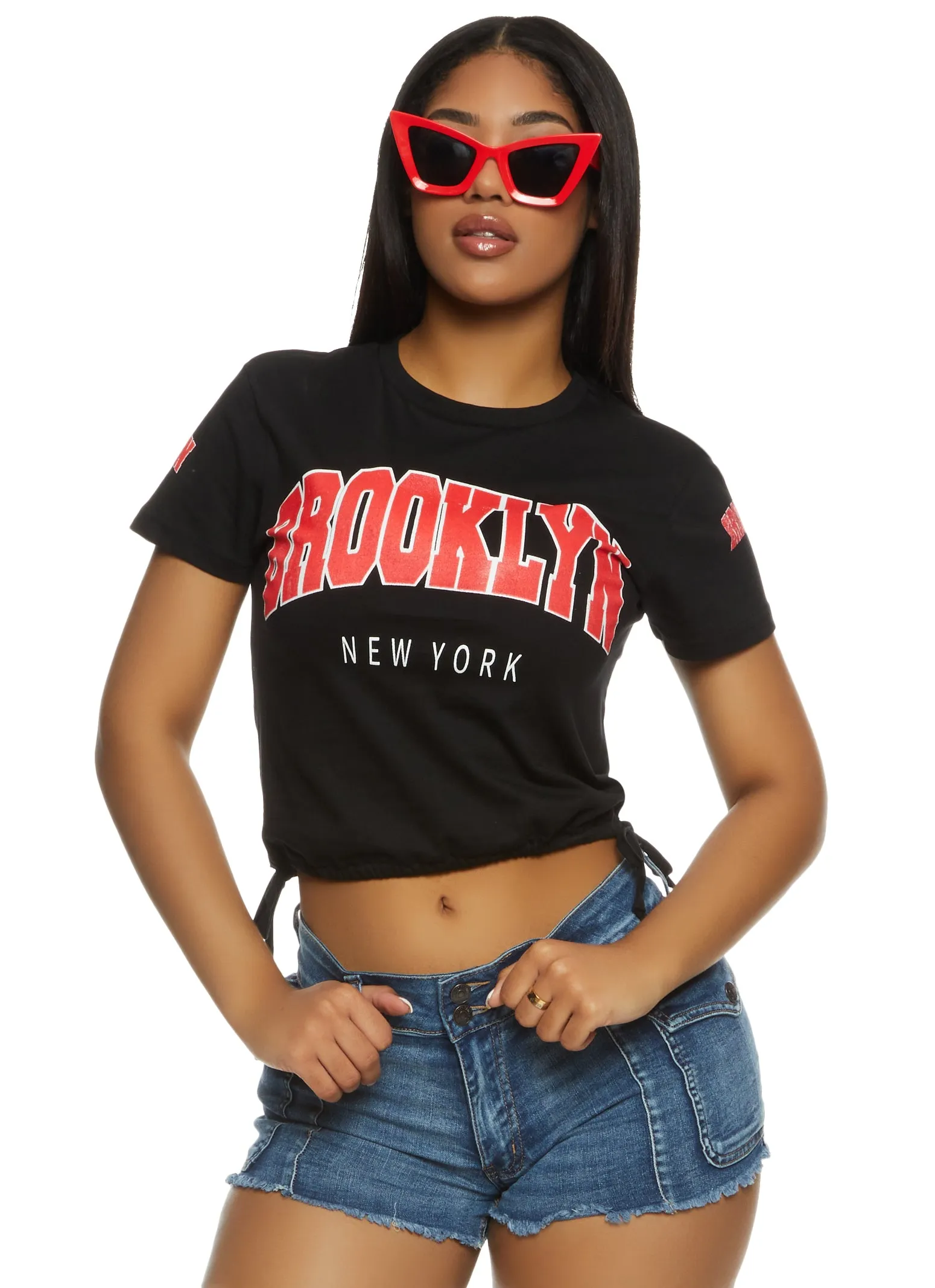 Brooklyn Drawstring Hem Graphic Tee sold by Rainbow