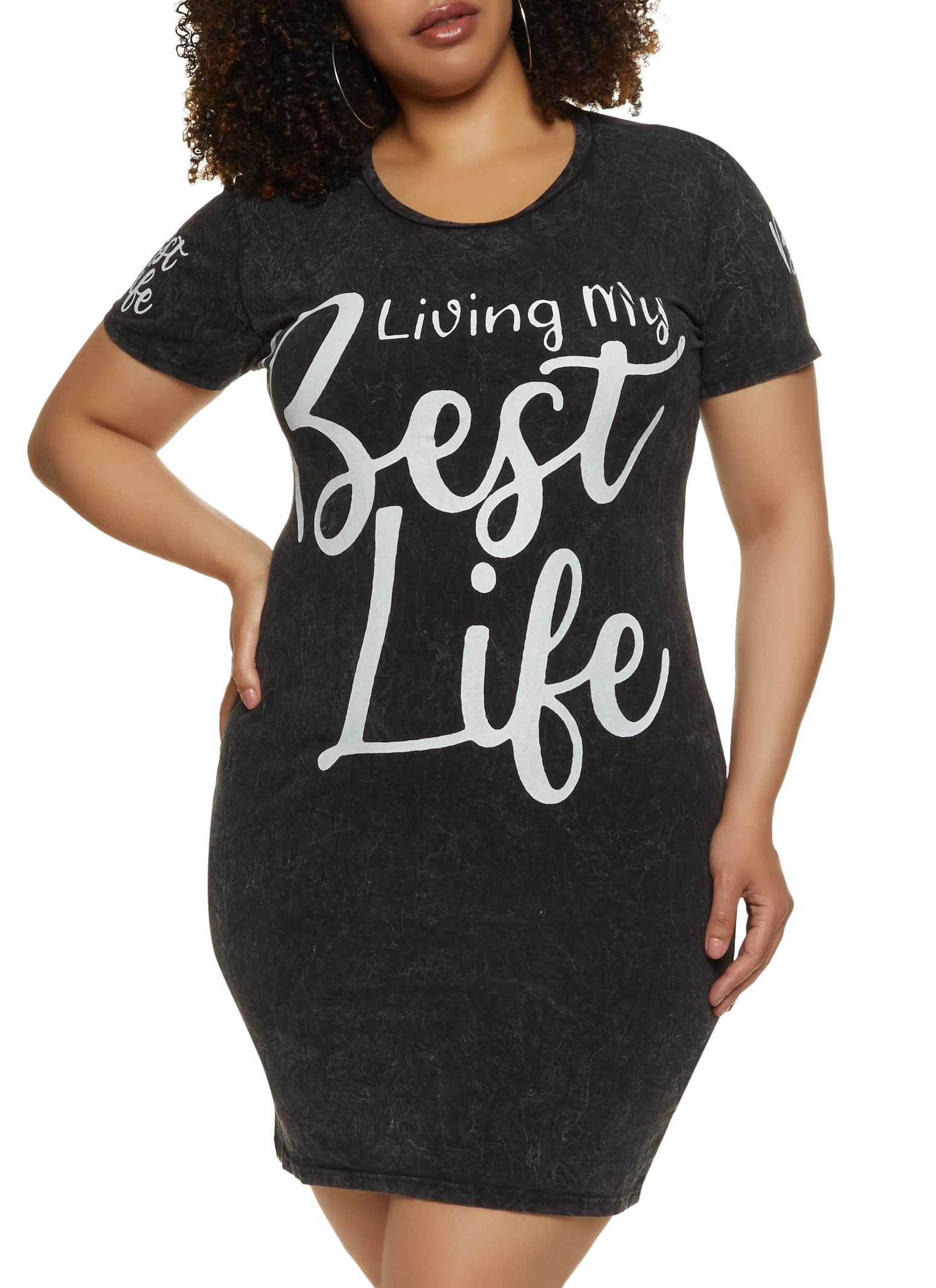 Plus Size Living My Best Life T Shirt Dress sold by Rainbow