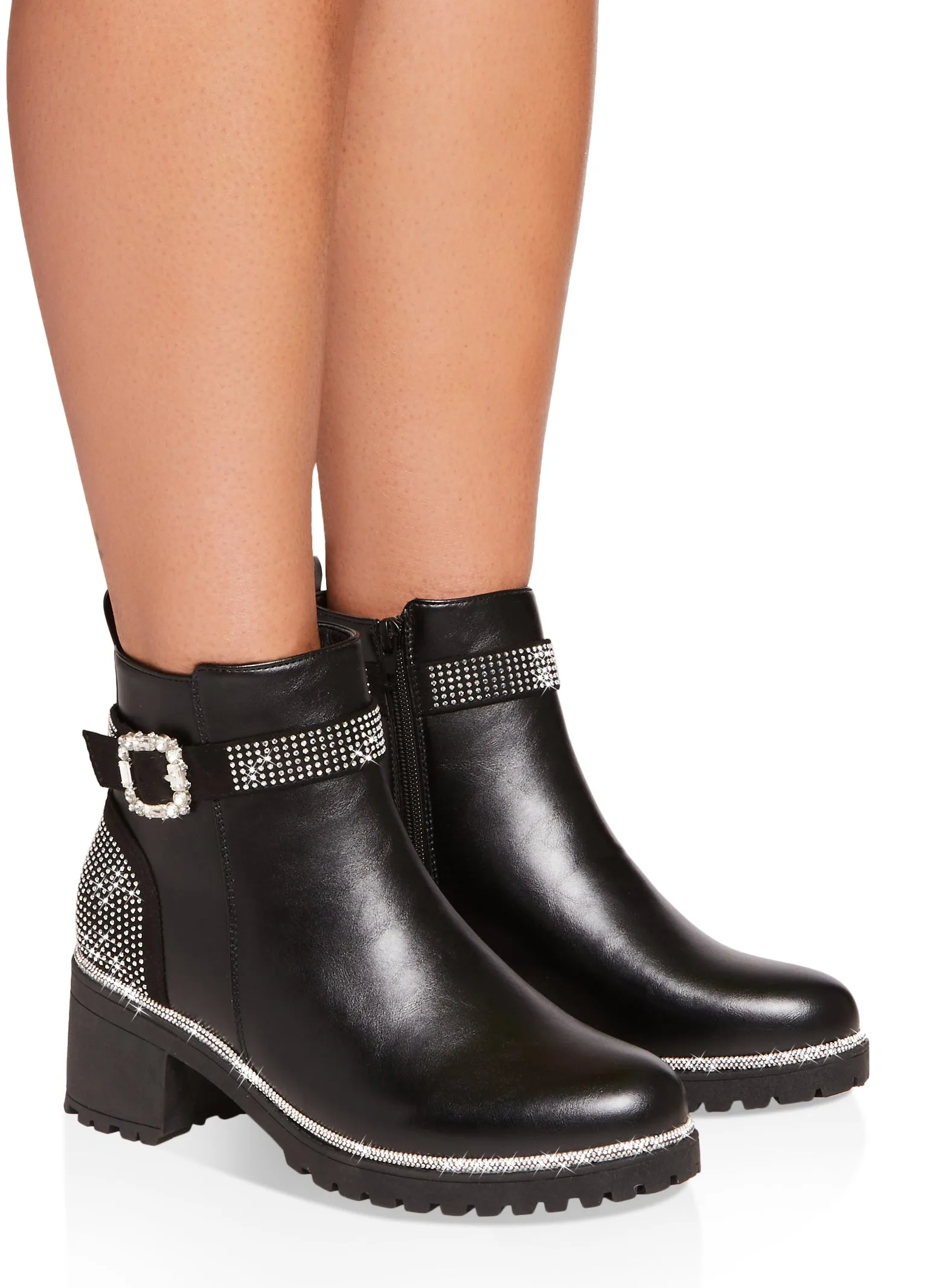 Rhinestone Trim Buckle Booties sold by Rainbow product image thumbnail 2