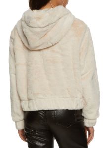 Faux Fur Zip Front Hooded Bomber Jacket sold by Rainbow