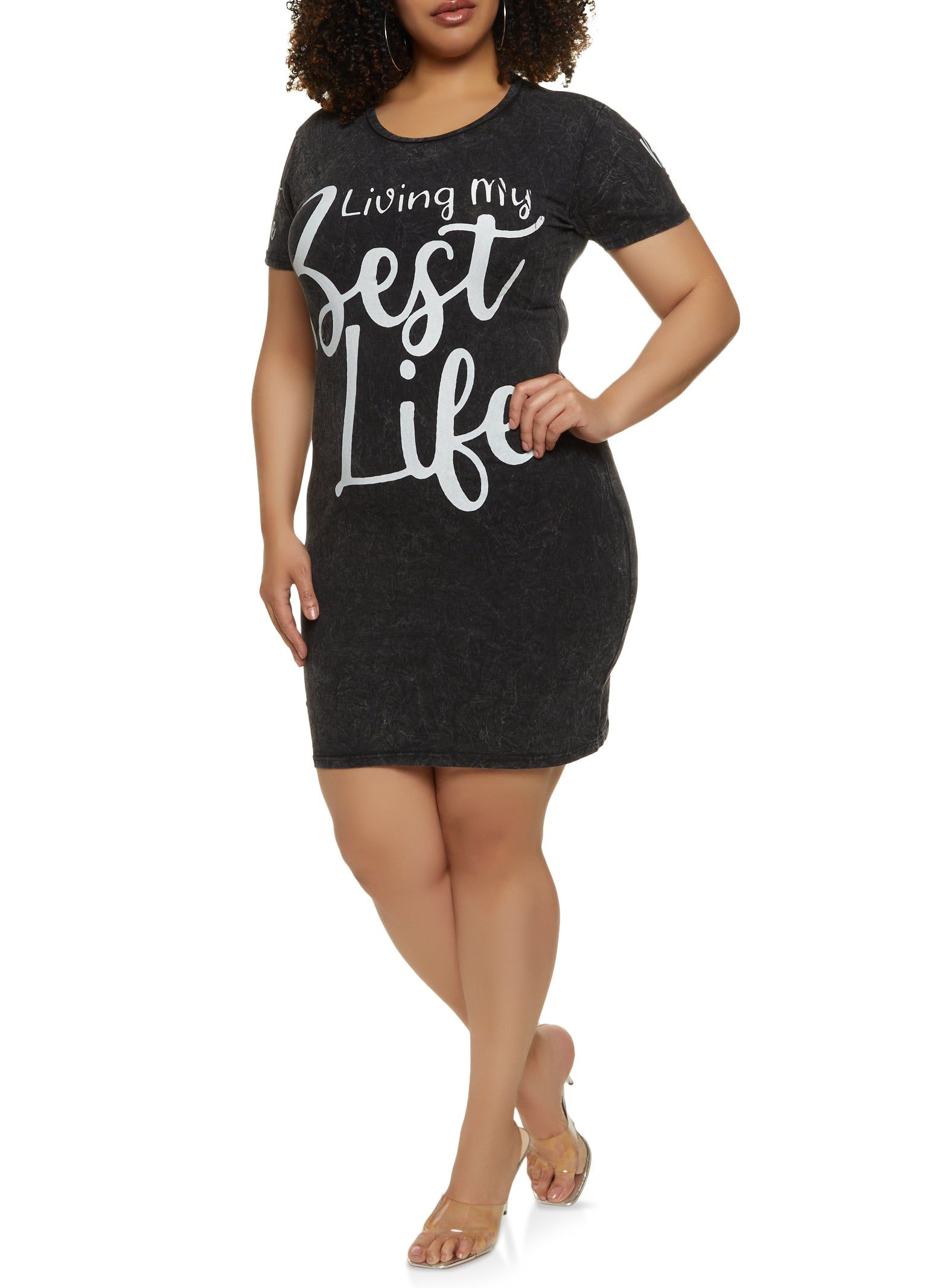 Plus Size Living My Best Life T Shirt Dress sold by Rainbow product image thumbnail 2