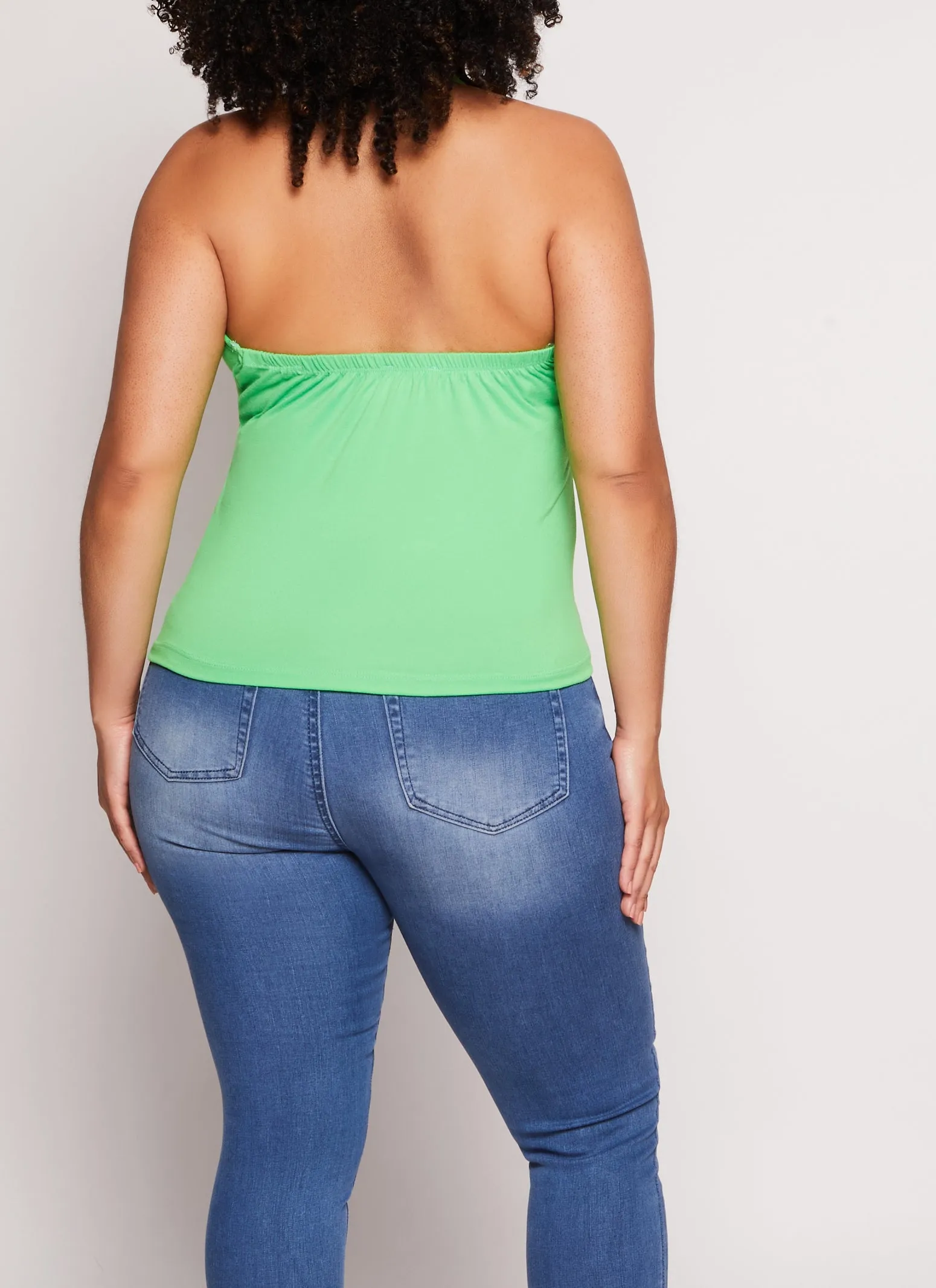 Plus Size Ruched Drawstring Halter Top sold by Rainbow product image thumbnail 3