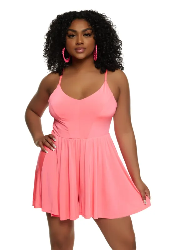 Haute Monde Sleeveless Cross Back Cami Romper sold by Rainbow