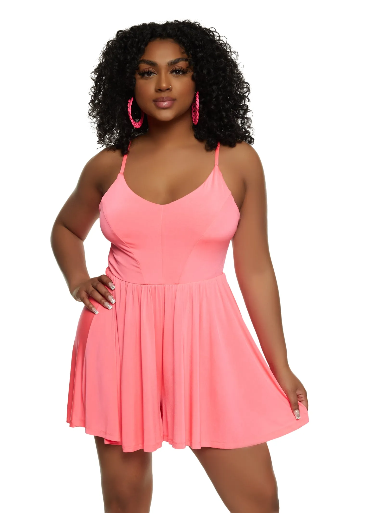 Haute Monde Sleeveless Cross Back Cami Romper sold by Rainbow