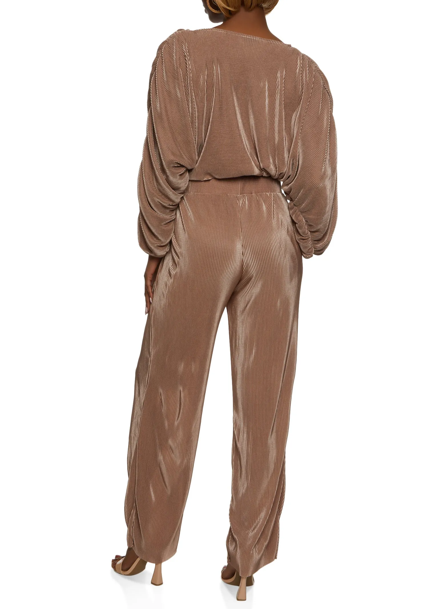 Plisse Ruched Sleeve Blouse and Wide Leg Pants sold by Rainbow product image thumbnail 2