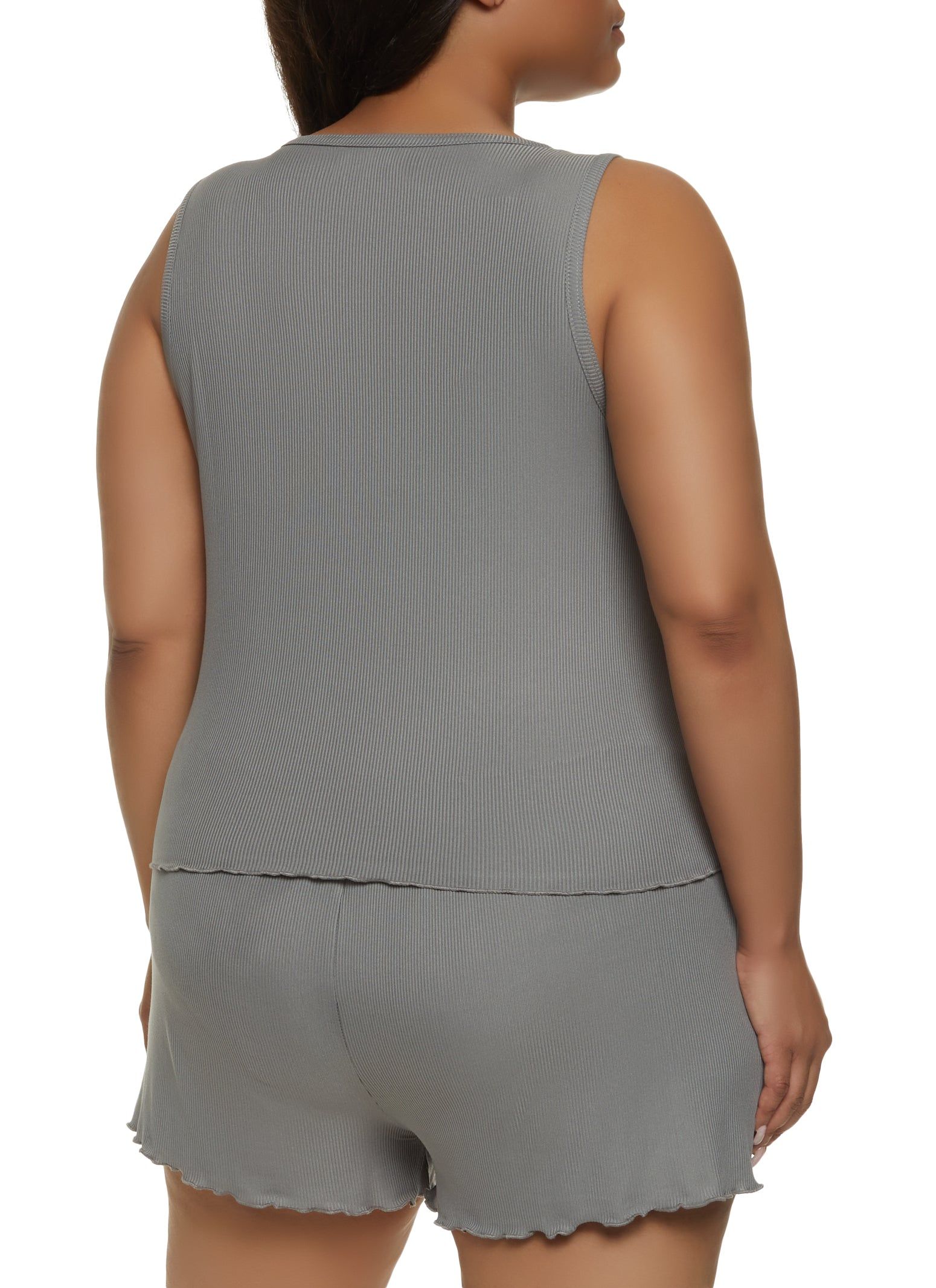 Plus Size Lettuce Edge Pajama Tank Top and Shorts sold by Rainbow product image thumbnail 2