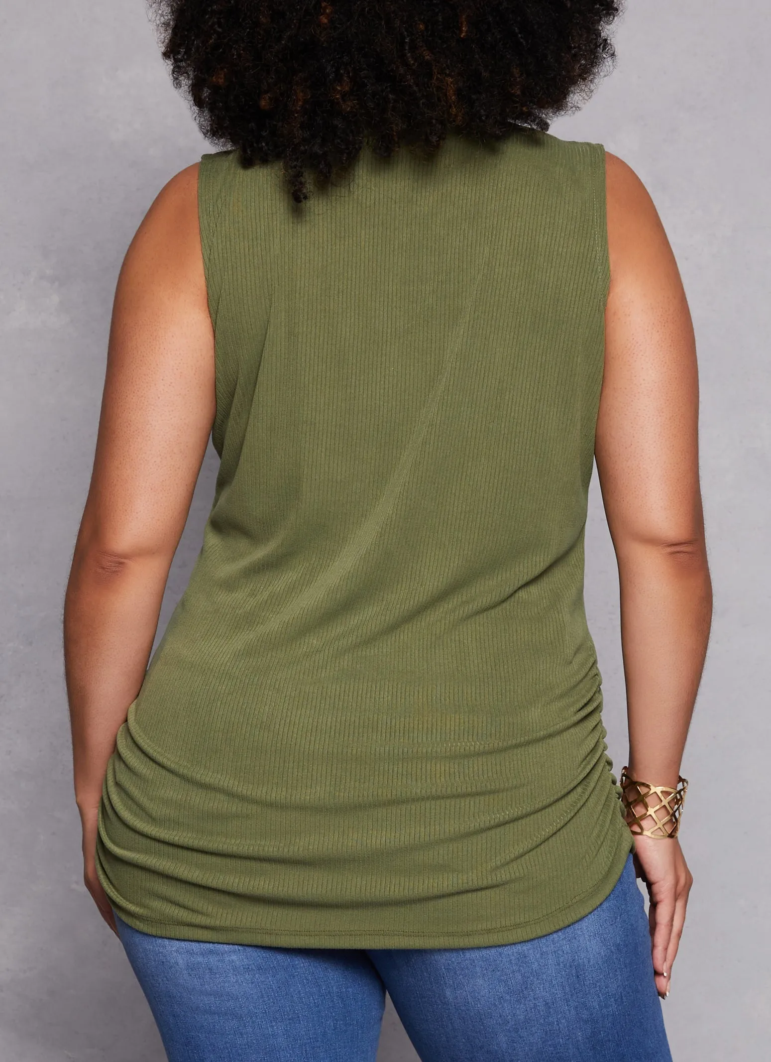 Plus Size Rib Knit Twist Neck Tank Top sold by Rainbow product image thumbnail 3