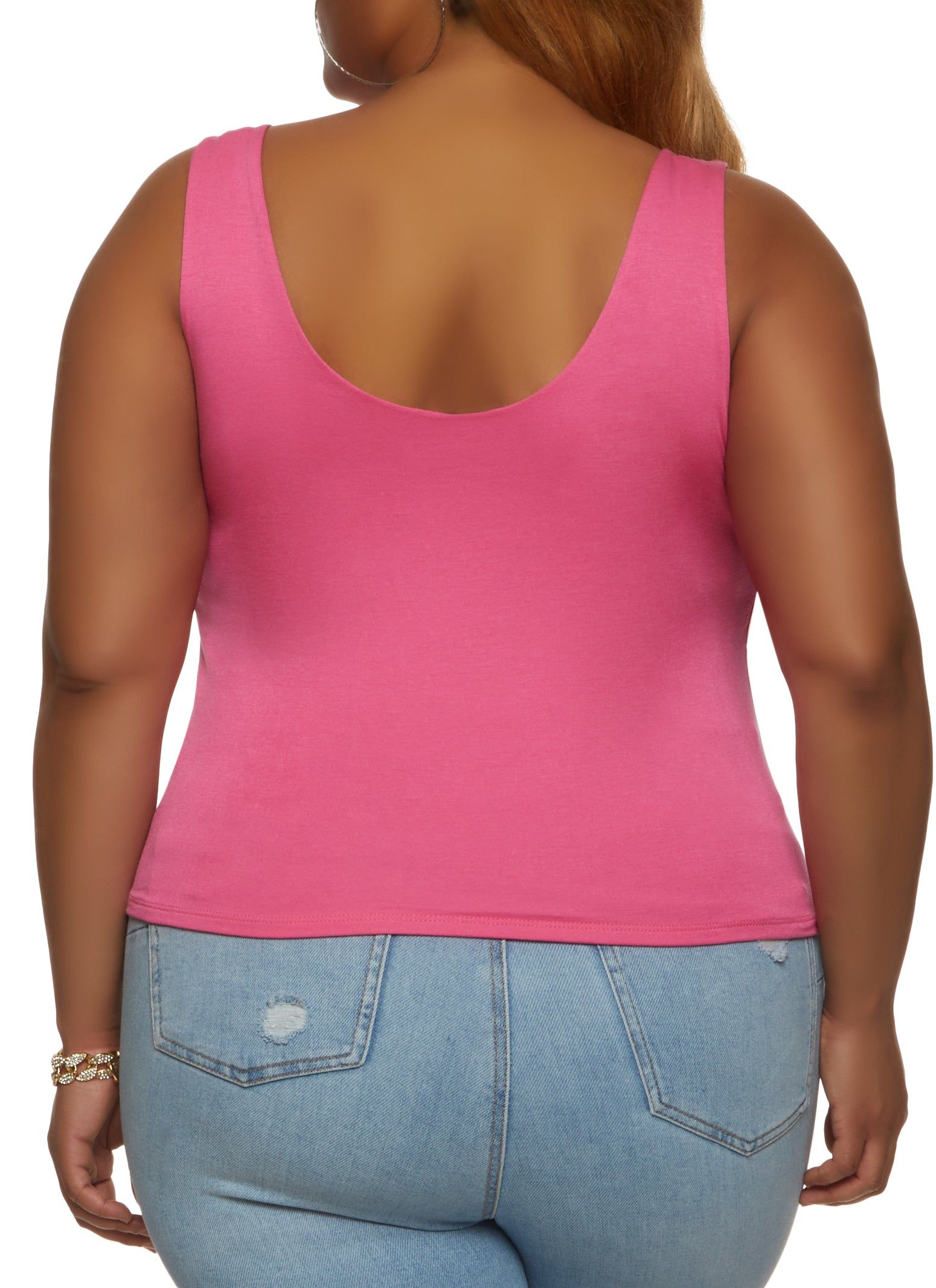 Plus Size Double Layer Scoop Neck Tank Top sold by Rainbow product image thumbnail 2