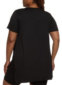 Plus Size High Side Slit Tunic Tee sold by Rainbow
