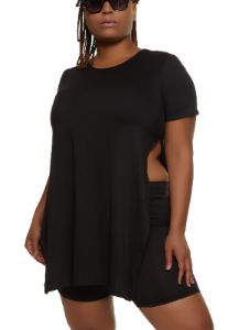 Plus Size High Side Slit Tunic Tee sold by Rainbow