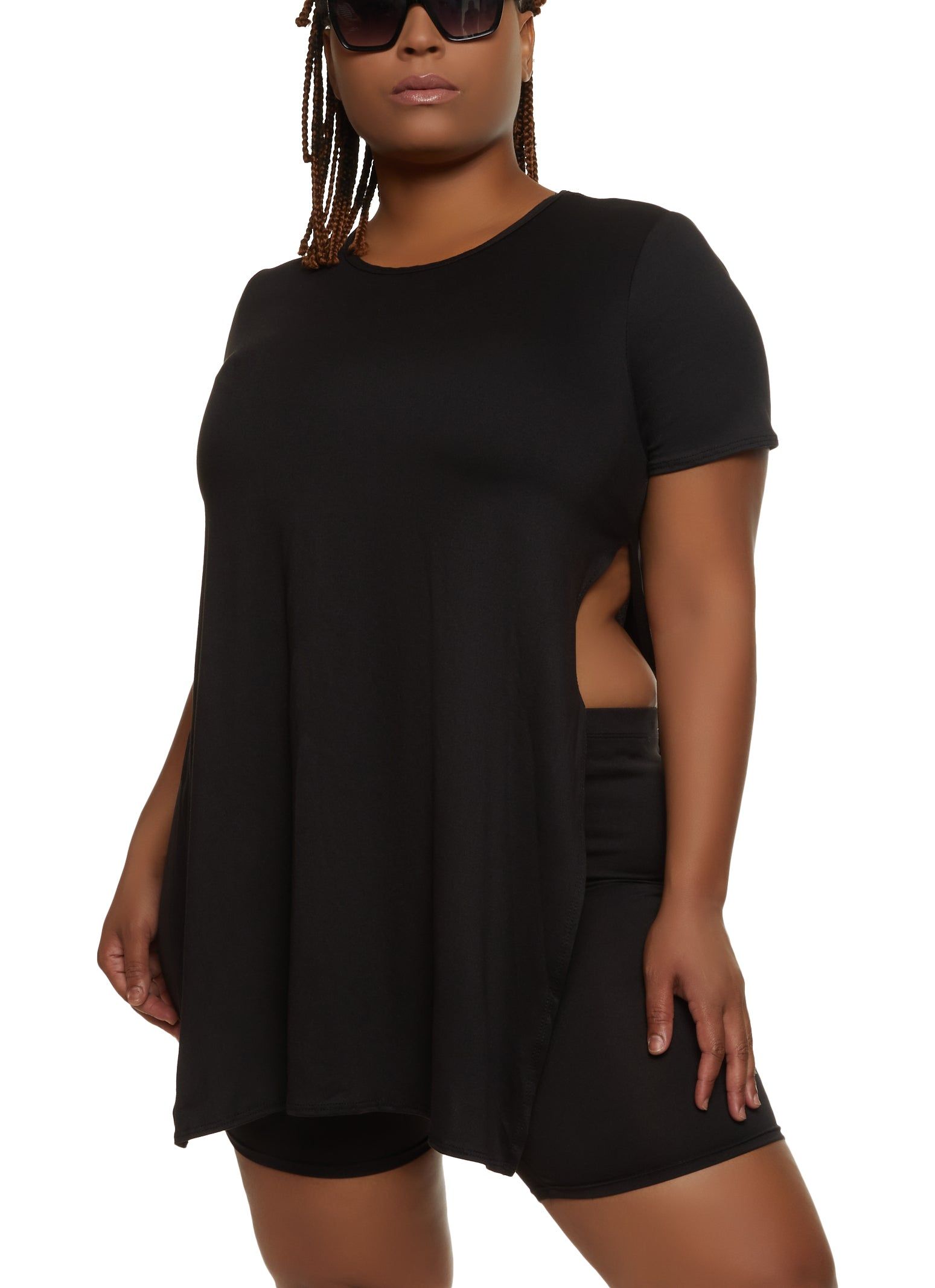 Plus Size High Side Slit Tunic Tee sold by Rainbow product image thumbnail 2