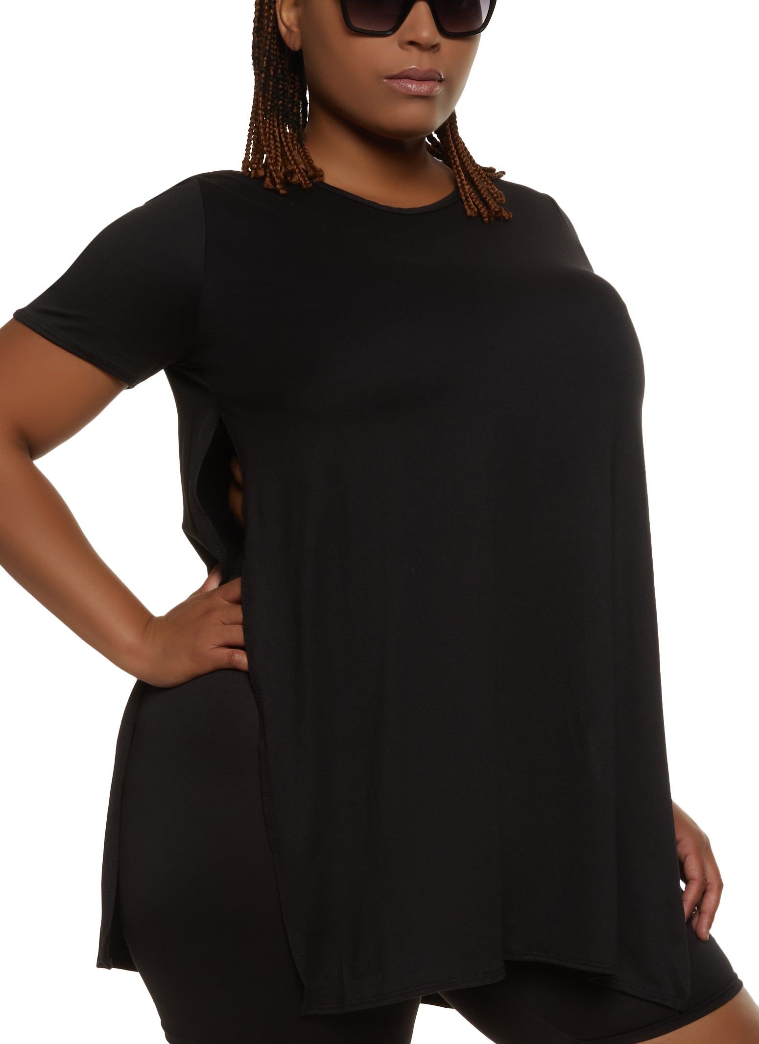 Plus Size High Side Slit Tunic Tee sold by Rainbow