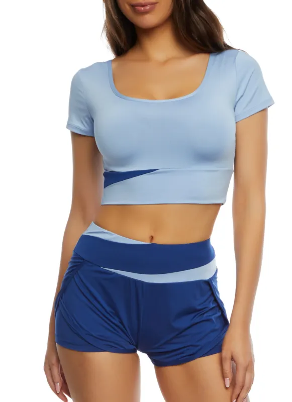 Two Tone Detail Crop Top sold by Rainbow