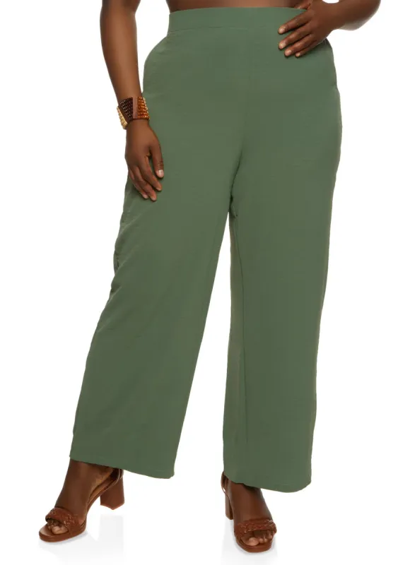 Plus Size High Waisted Wide Leg Pants sold by Rainbow