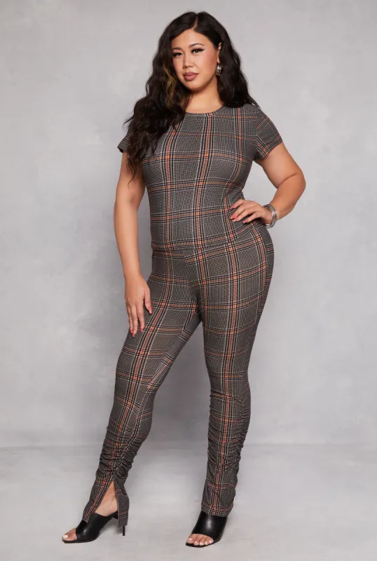 Plus Size Printed High Waisted Split Hem Pants sold by Rainbow