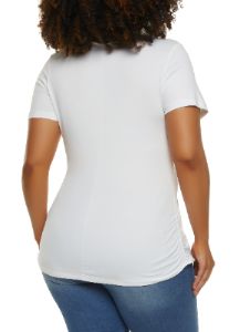 Plus Size Rhinestone Blessed Queen Graphic Tee sold by Rainbow