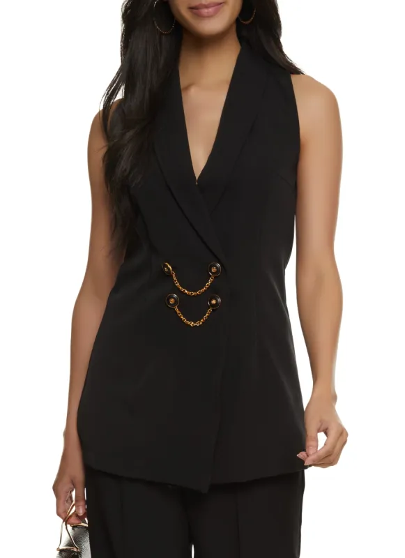 Button Detail Tailored Longline Blazer Vest sold by Rainbow