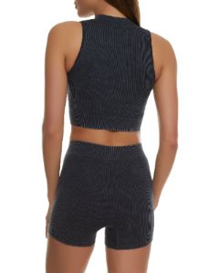 Seamless Ribbed Zip Front Crop Top sold by Rainbow