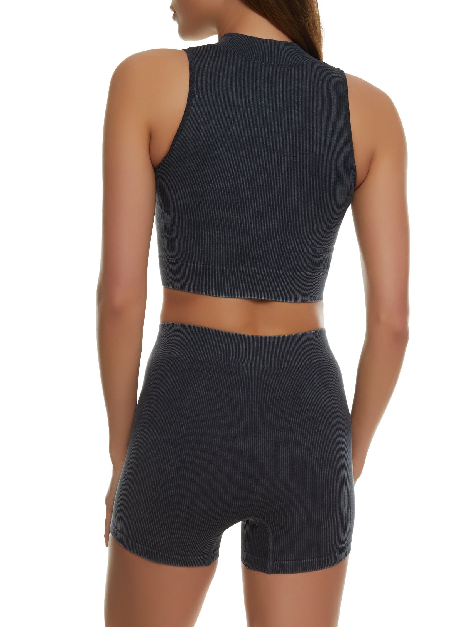 Seamless Ribbed Zip Front Crop Top sold by Rainbow product image thumbnail 3