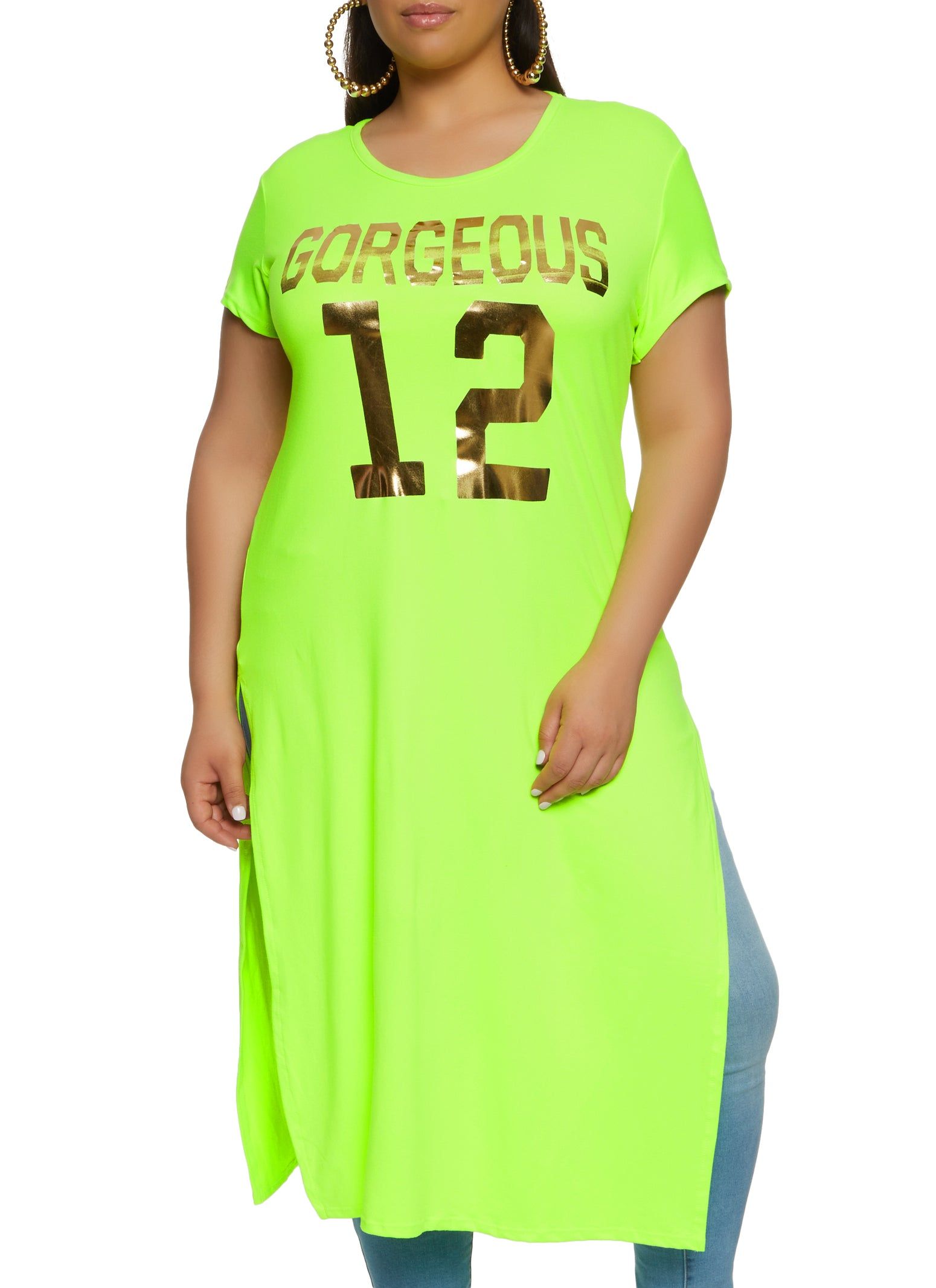 Plus Size Foil Screen Gorgeous 12 Maxi Tee sold by Rainbow