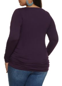 Plus Size Basic Ruched Crew Neck Top sold by Rainbow