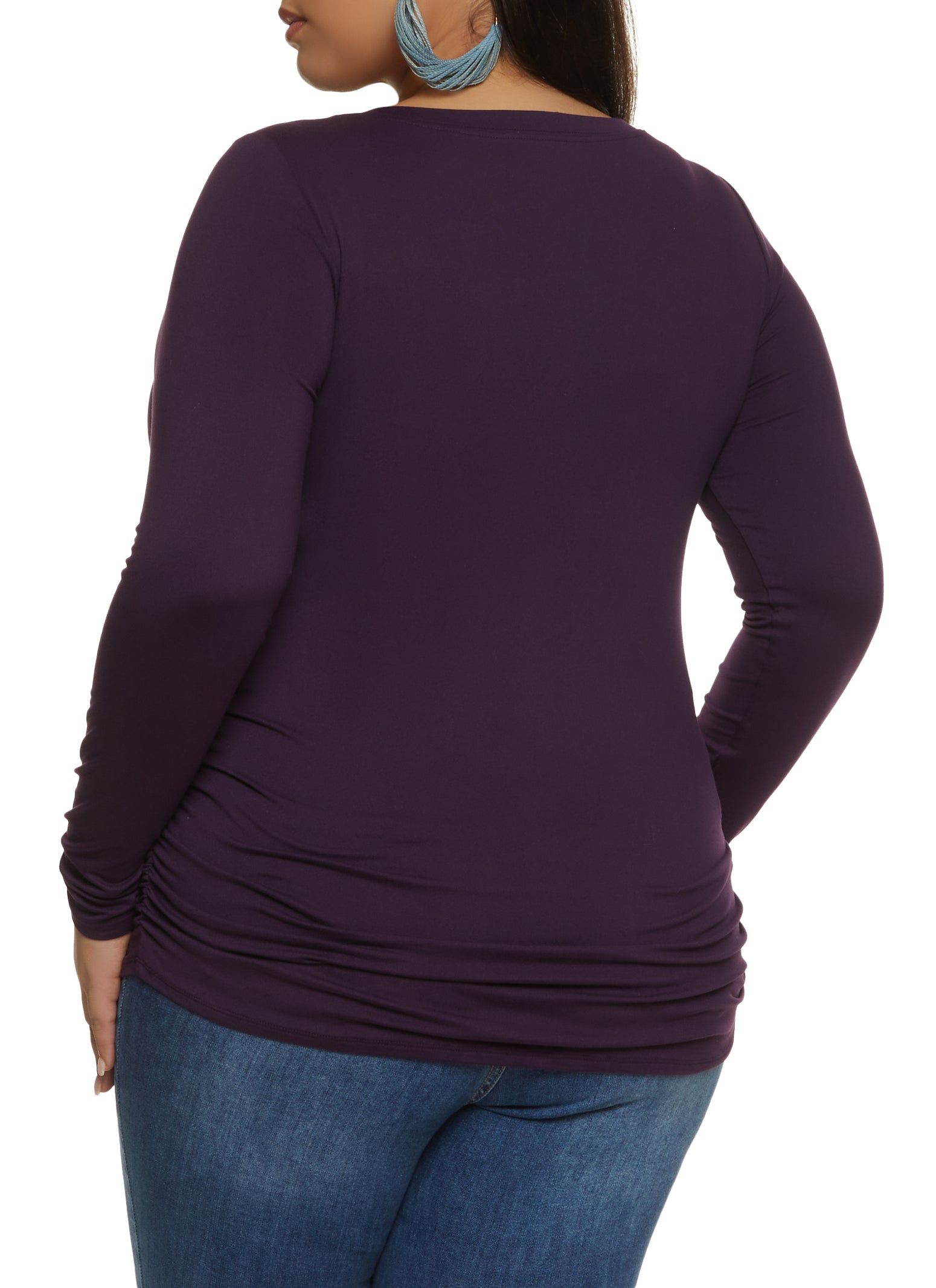 Plus Size Basic Ruched Crew Neck Top sold by Rainbow product image thumbnail 2