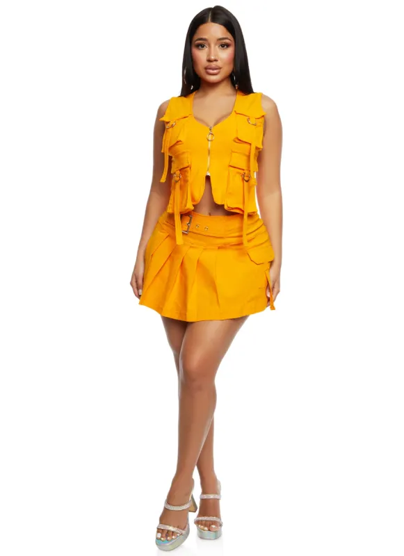 Buckle Detail Cargo Pocket Pleated Skirt sold by Rainbow