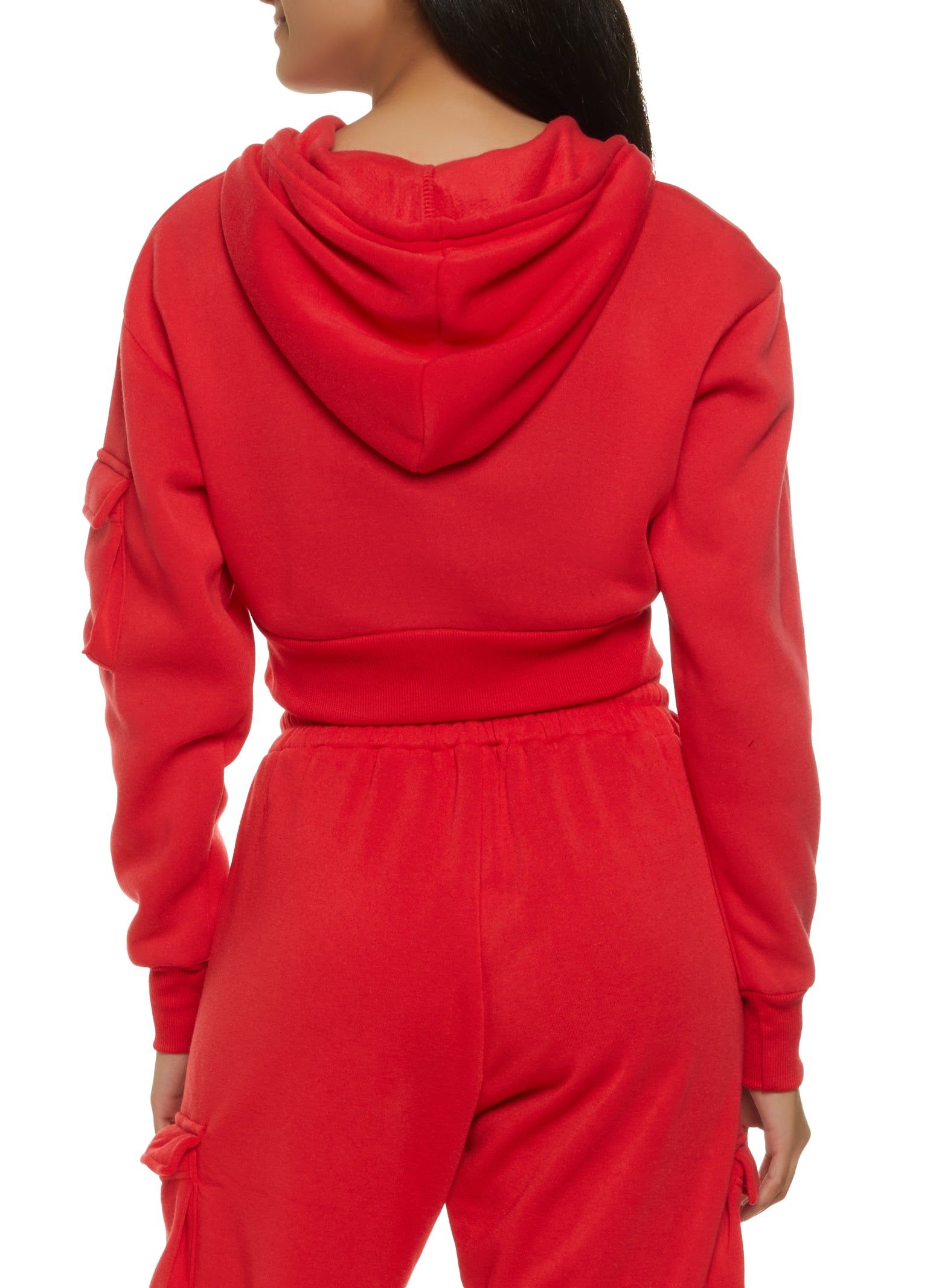 Solid Cargo Pocket Cropped Hoodie sold by Rainbow product image thumbnail 3