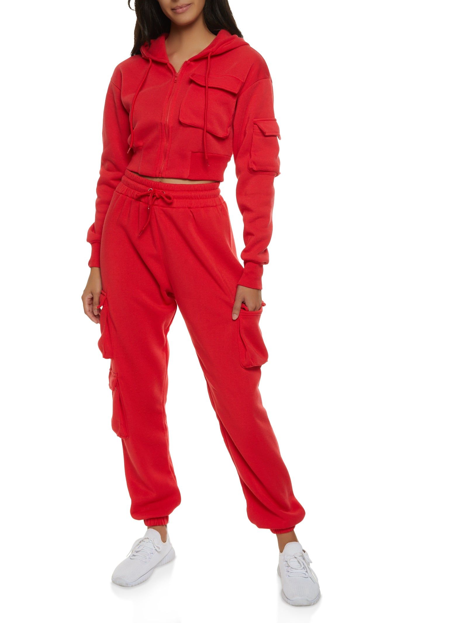 Solid Cargo Pocket Cropped Hoodie sold by Rainbow product image thumbnail 2