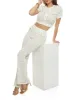 Textured Knit Faux Button Front Crop Top sold by Rainbow