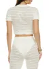 Textured Knit Faux Button Front Crop Top sold by Rainbow