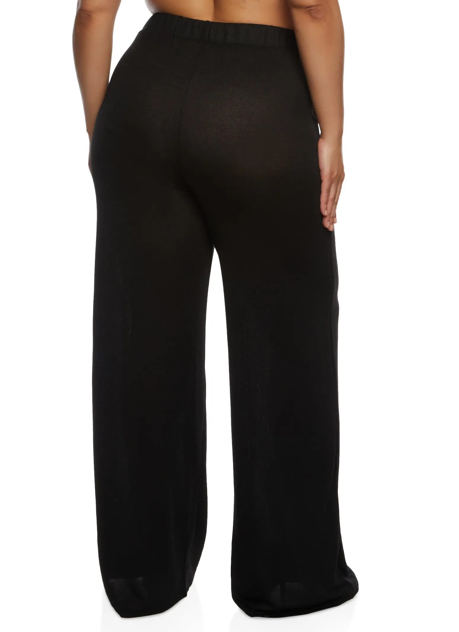 Plus Size Daisy Brushed Knit High Waist Wide Leg Pants sold by Rainbow product image thumbnail 3