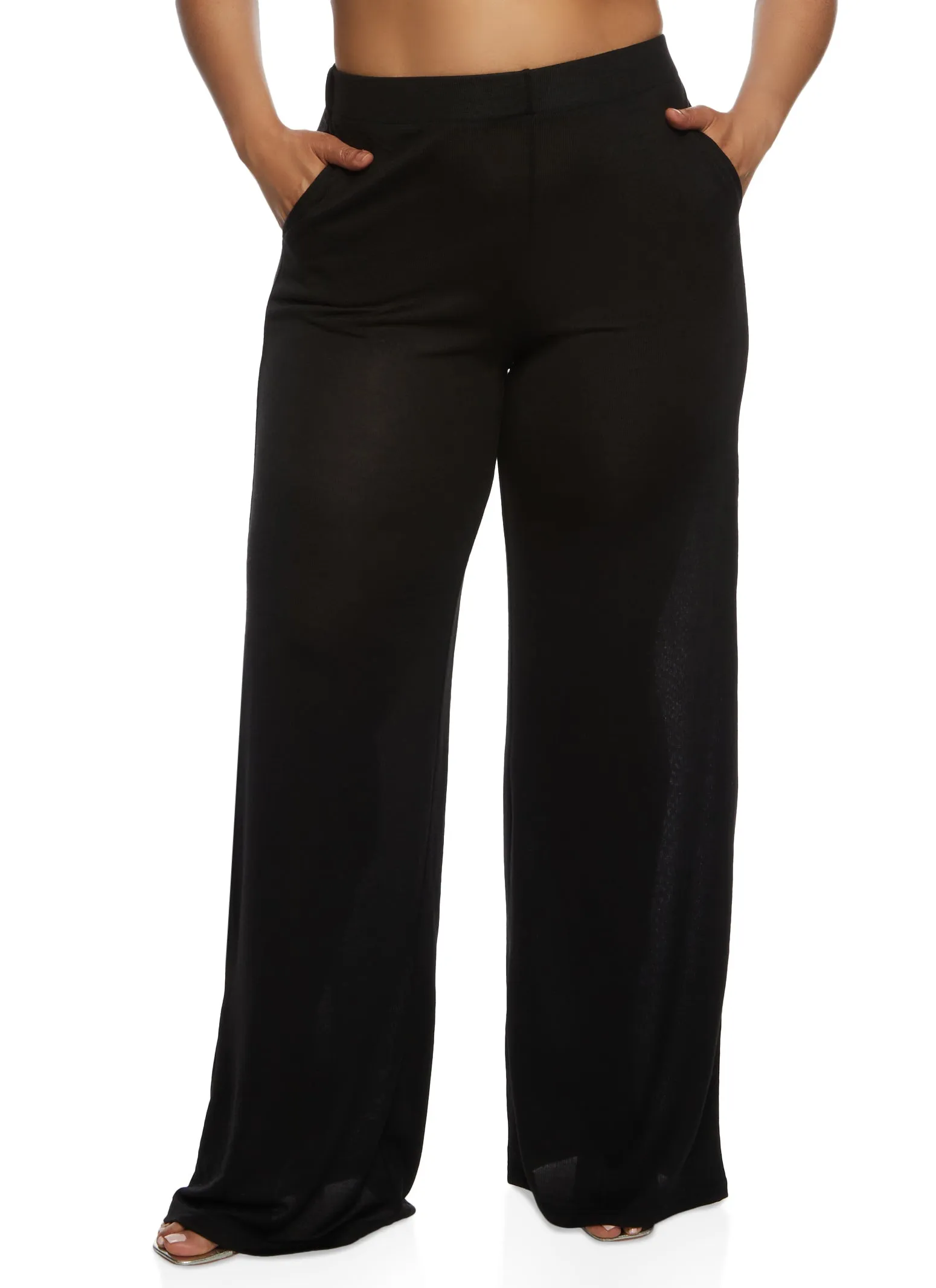 Plus Size Daisy Brushed Knit High Waist Wide Leg Pants sold by Rainbow product image thumbnail 2