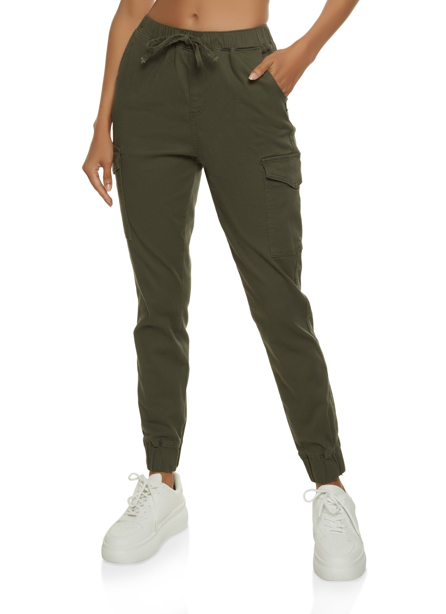 Twill High Waist Cargo Joggers sold by Rainbow