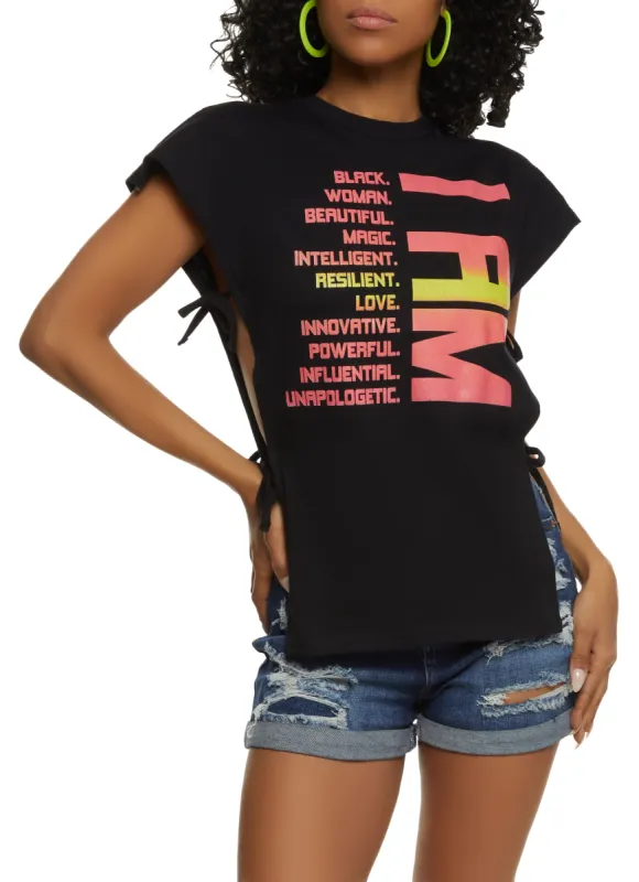 I Am Graphic Open Side Tie Tee sold by Rainbow