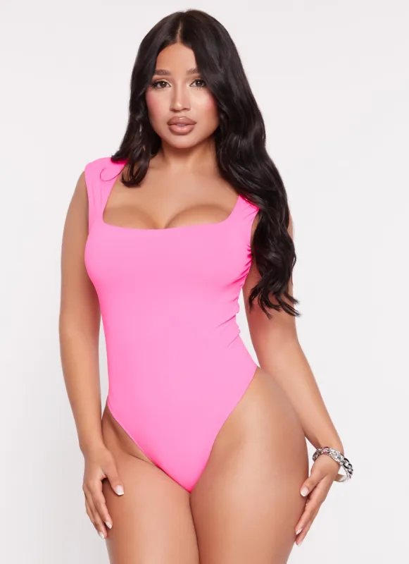 Haute Monde Solid Square Neck Bodysuit sold by Rainbow