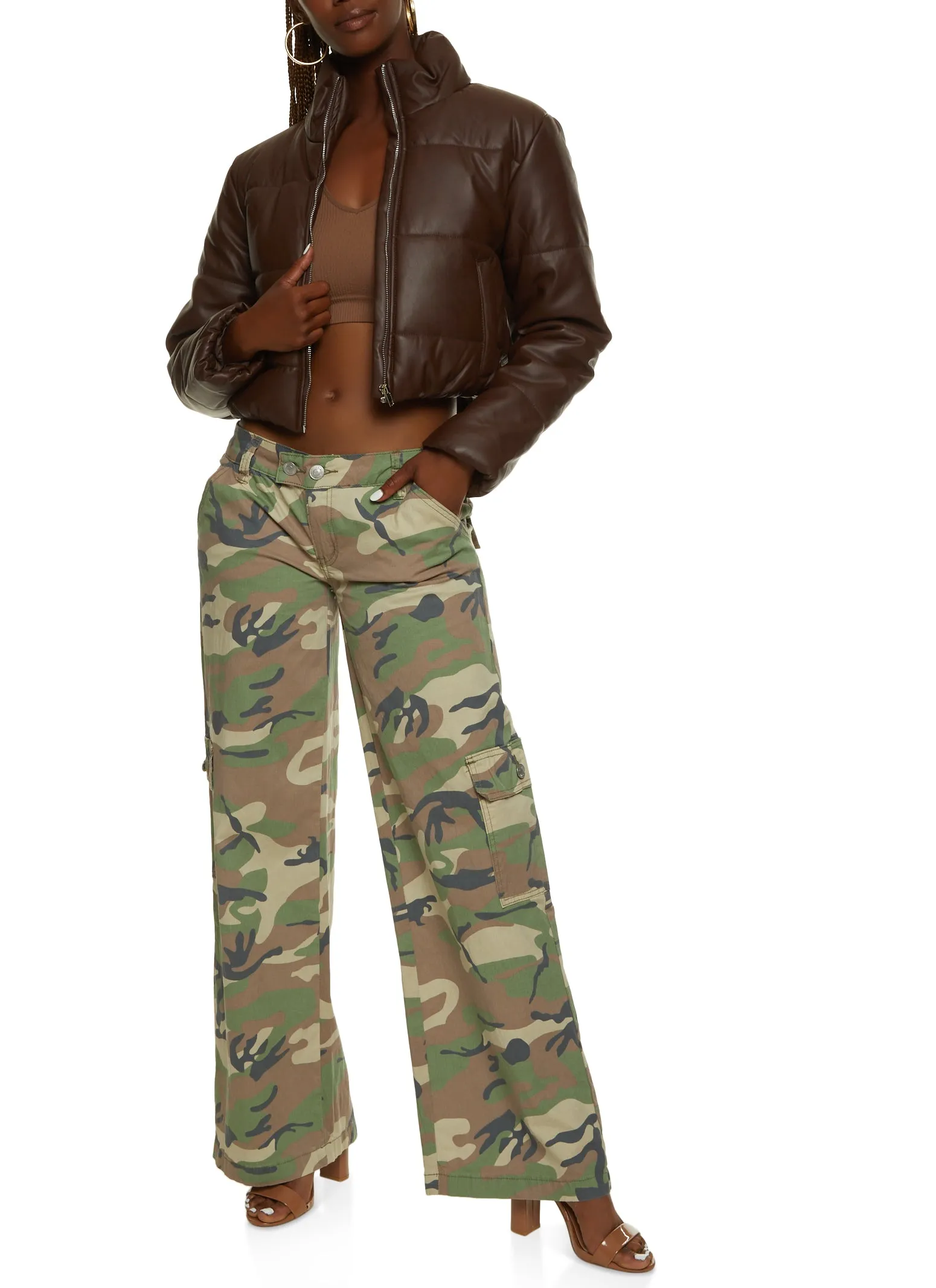 Camouflage Wide Leg Cargo Pants sold by Rainbow product image thumbnail 2