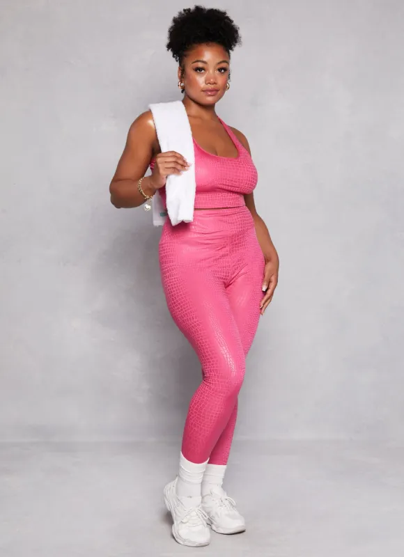 Plus Size Faux Croc Print Leggings sold by Rainbow