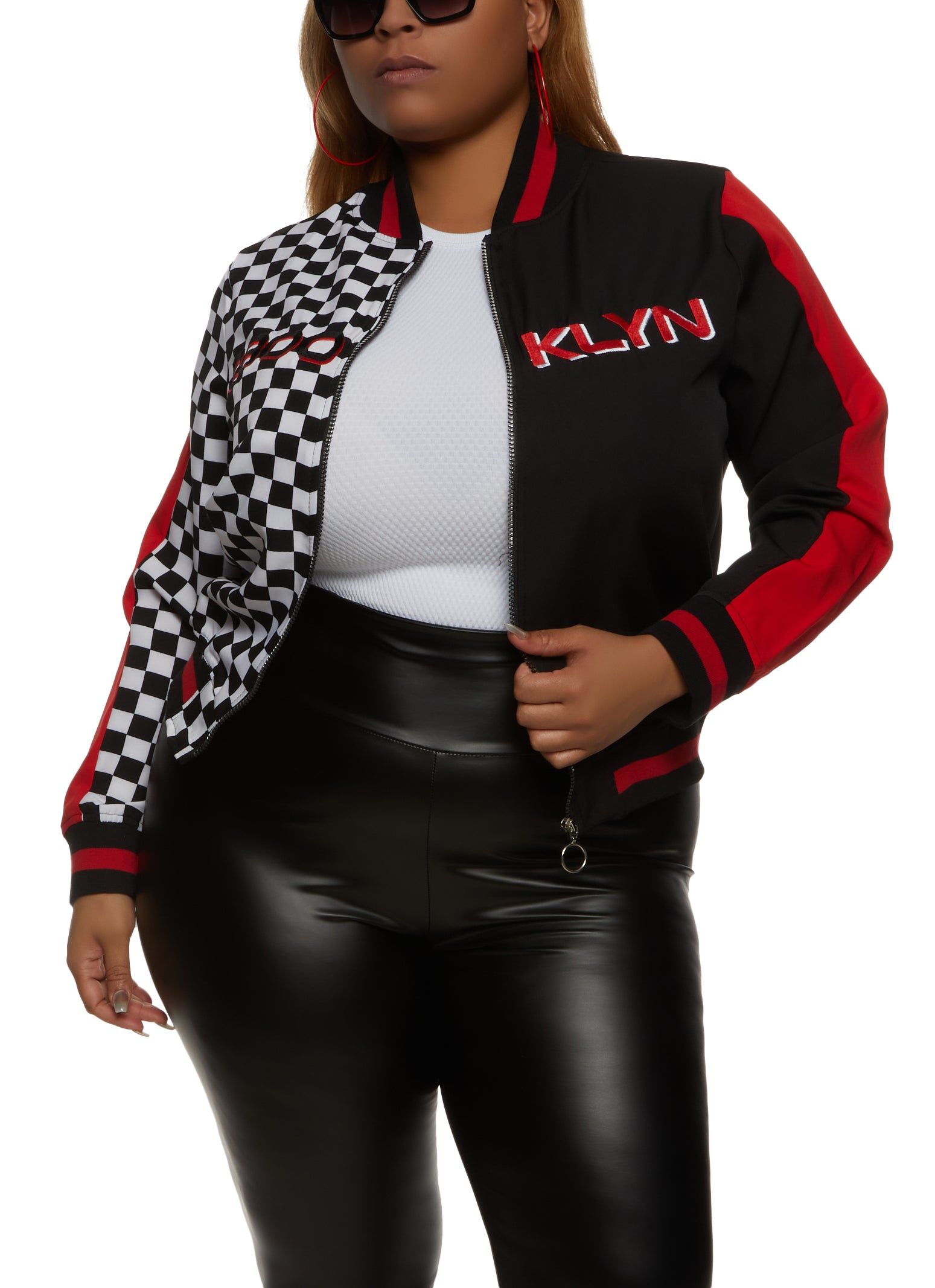 Plus Size Brooklyn Graphic Bomber Jacket sold by Rainbow